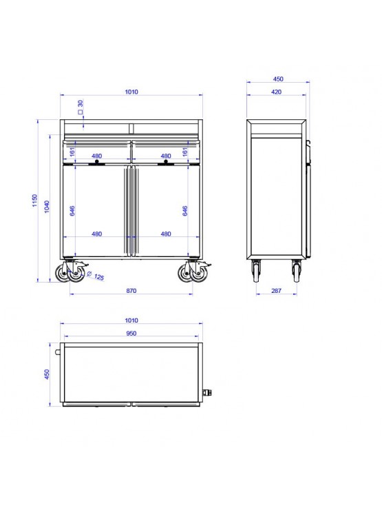 Carro de Serviço Com Duas Portas - Transporte de Exterior